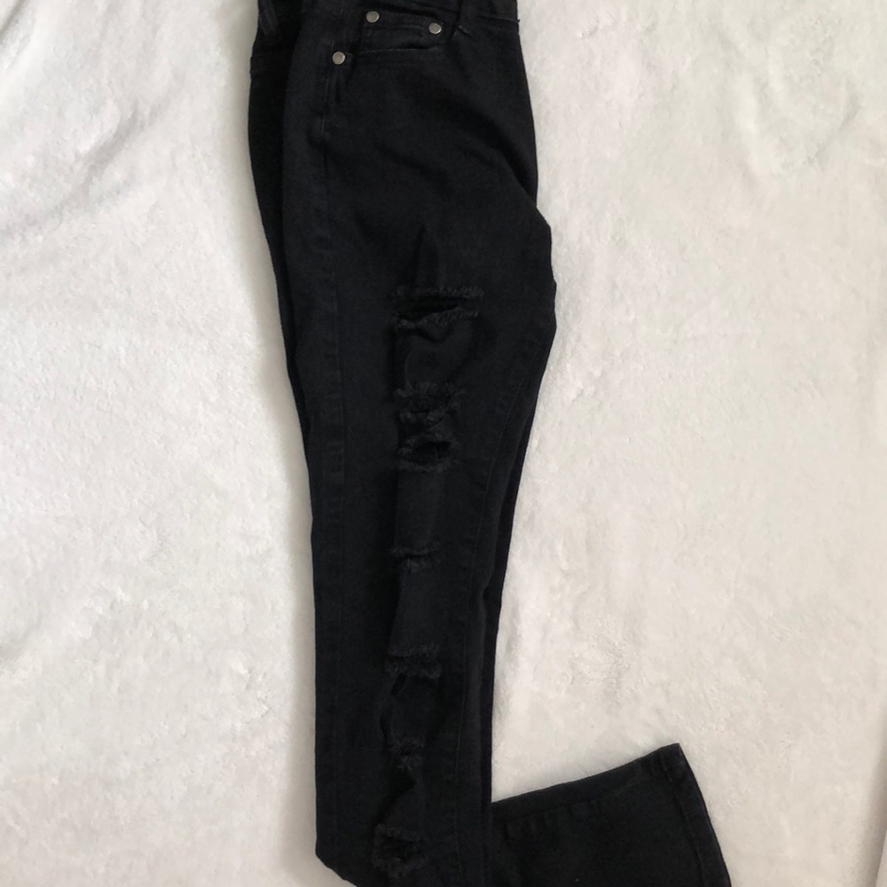 Distressed black jeans